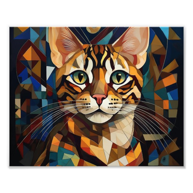 AI Cubism Cat Fototryck (Framsidan)