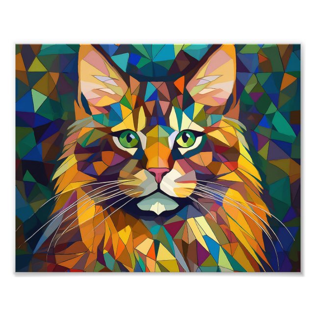 AI Cubism Cat Fototryck (Framsidan)