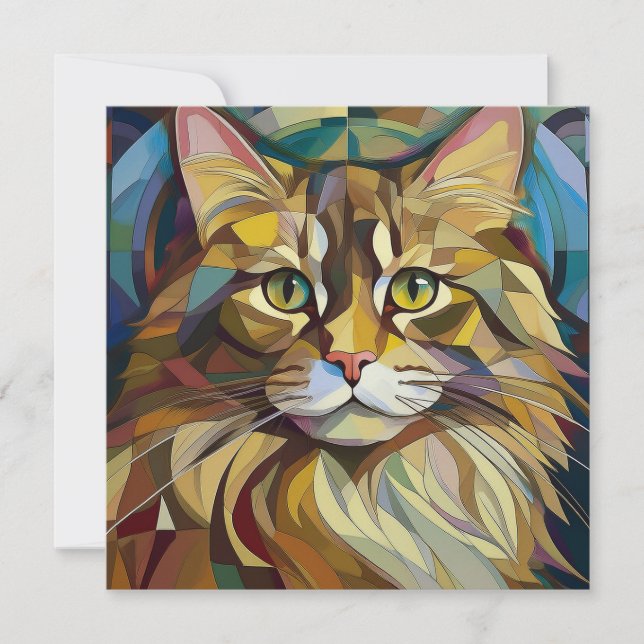 AI Cubism Cat Julkort (Framsida)