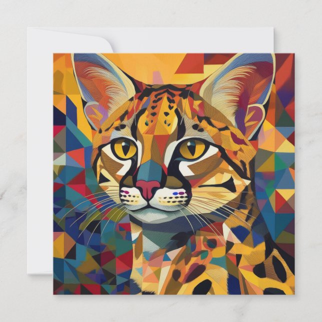 AI Cubism Cat Julkort (Framsida)