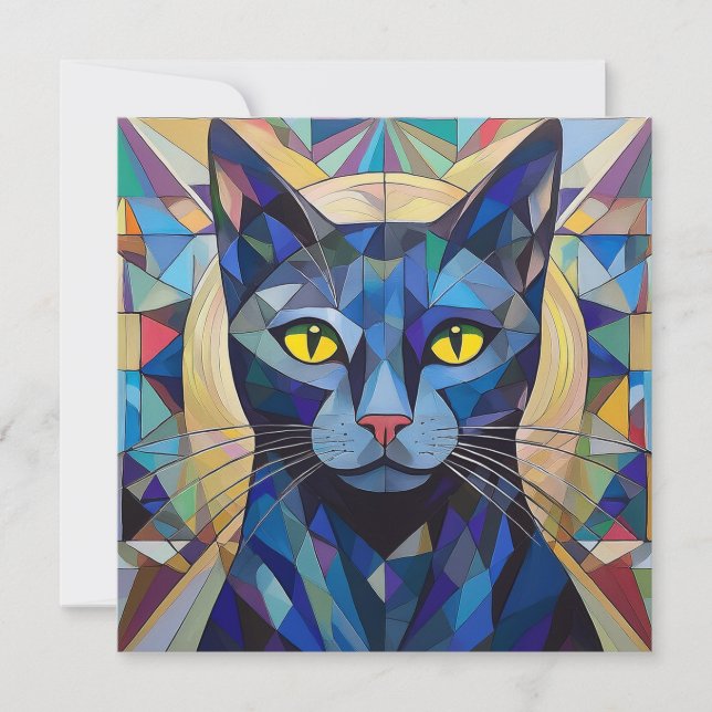 AI Cubism Cat Julkort (Framsida)