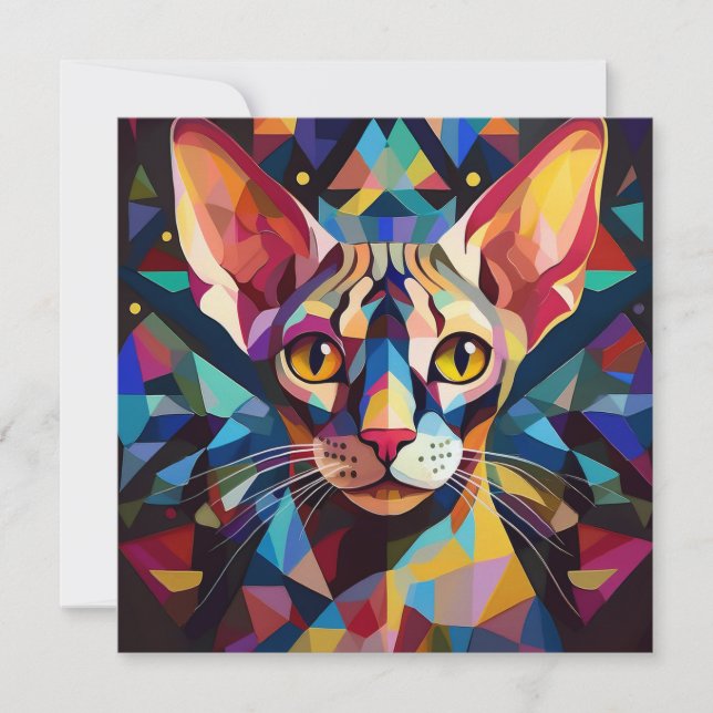 AI Cubism Cat Julkort (Framsida)