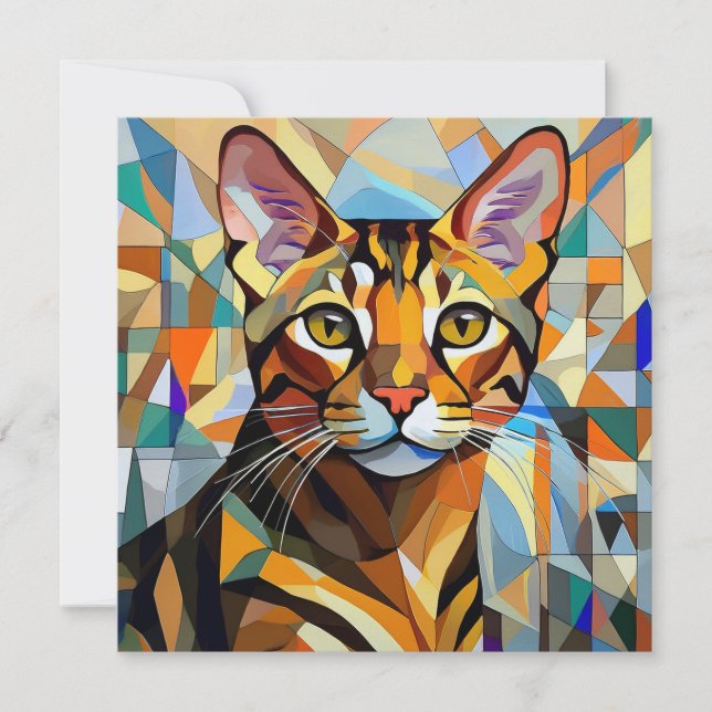 AI Cubism Cat Julkort (Framsida)