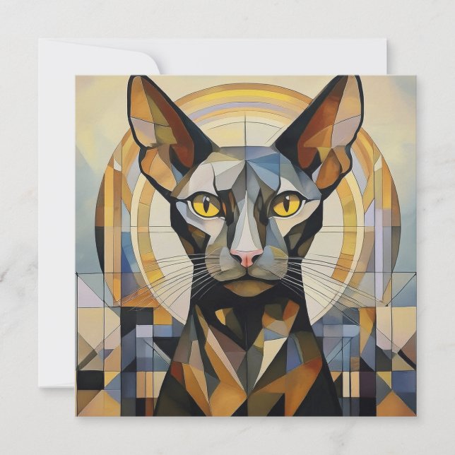 AI Cubism Cat Julkort (Framsida)
