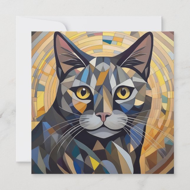 AI Cubism Cat Julkort (Framsida)