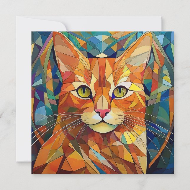 AI Cubism Cat Julkort (Framsida)