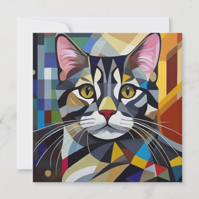 AI Cubism Cat Julkort (Framsida)