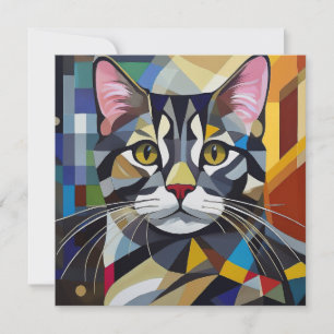 AI Cubism Cat Julkort