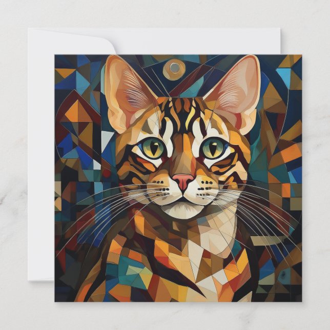AI Cubism Cat Julkort (Framsida)