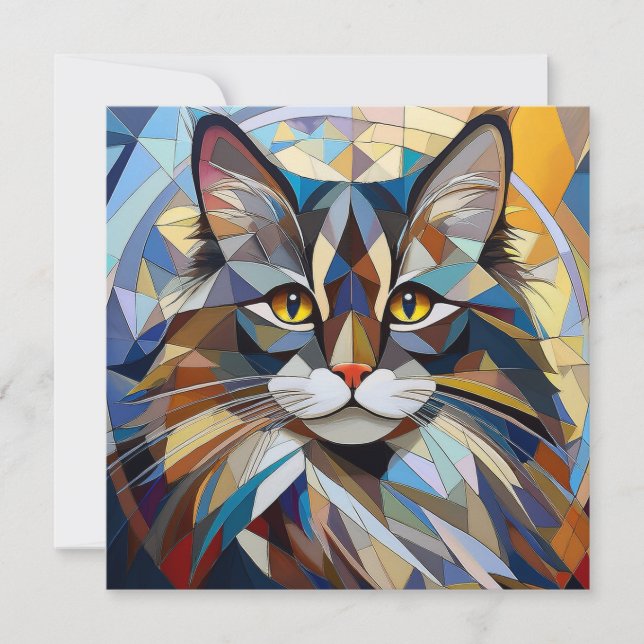 AI Cubism Cat Julkort (Framsida)