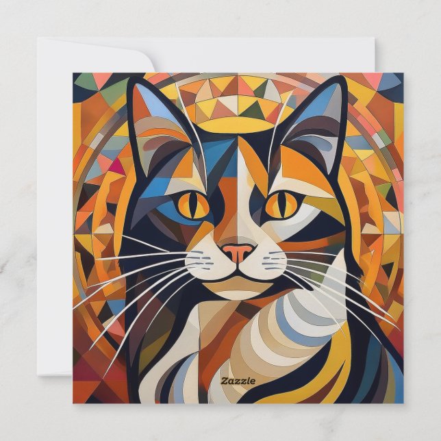 AI Cubism Cat Julkort (Baksida)