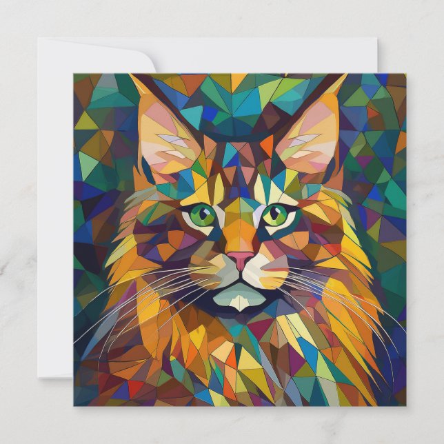 AI Cubism Cat Julkort (Framsida)