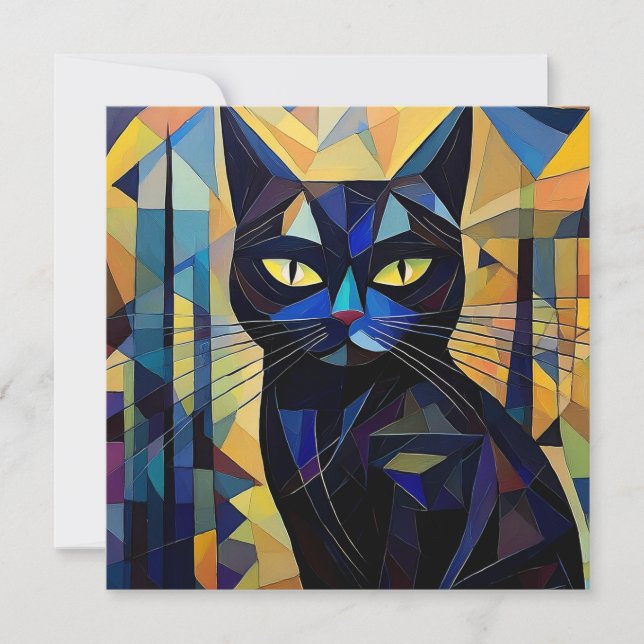 AI Cubism Cat Julkort (Framsida)
