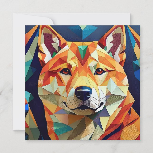 AI Cubism Hund Julkort (Framsida)