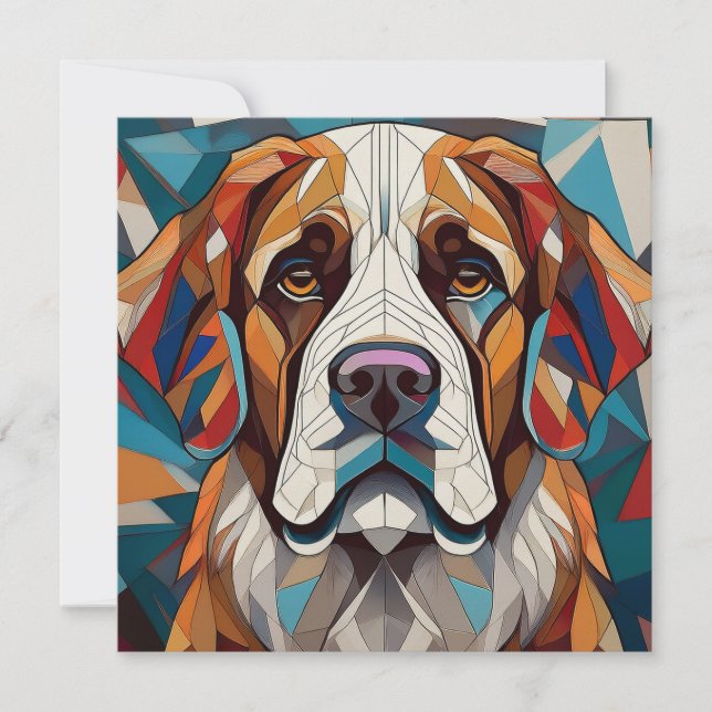 AI Cubism Hund Julkort (Framsida)