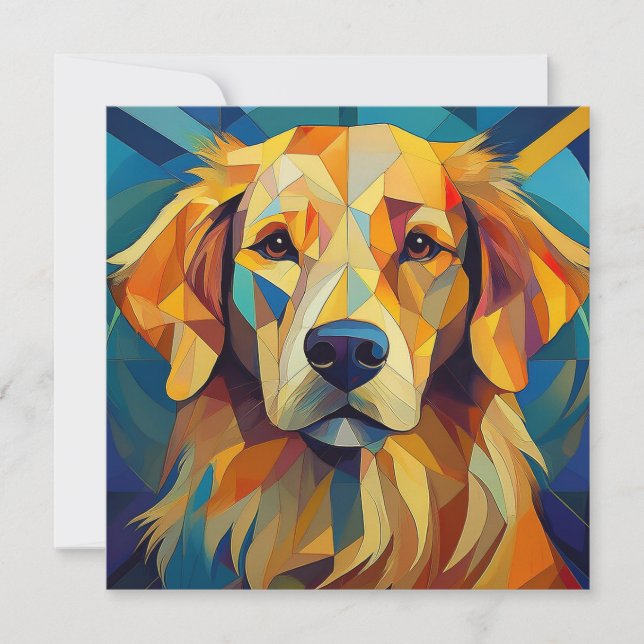 AI Cubism Hund Julkort (Framsida)