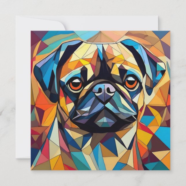 AI Cubism Hund Julkort (Framsida)