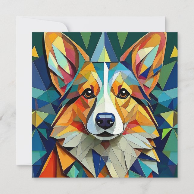 AI Cubism Hund Julkort (Framsida)
