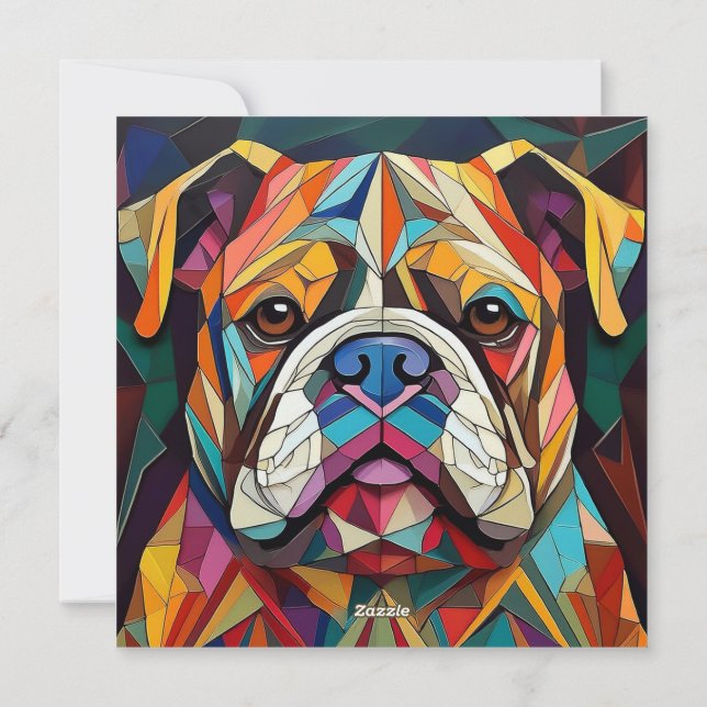 AI Cubism Hund Julkort (Baksida)