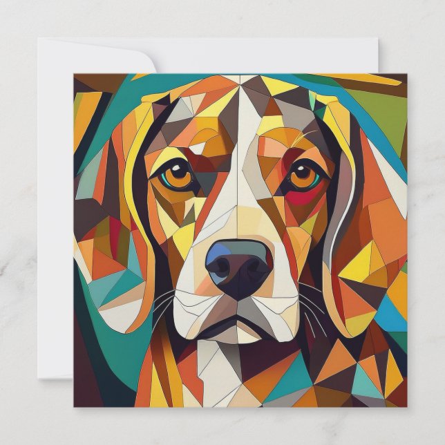 AI Cubism Hund Julkort (Framsida)