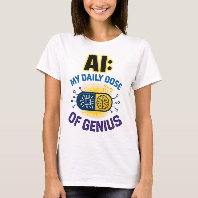 AI Daily Genius - Smart dos av intelligens T Shirt (Framsida)