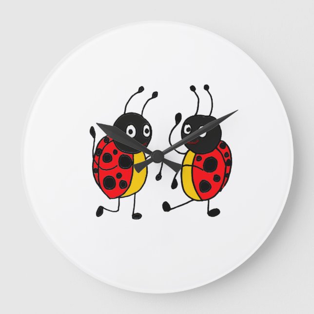 AI - Dancing Ladybugs Wall Clock Stor Klocka (Framsida)