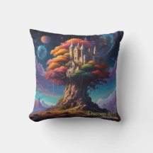 AI Dream Träd Castle Dekorativ kudde