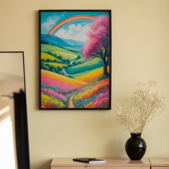 AI Dreamy Colorful Rainbow Lodrät liggande Poster (Skapare uppladdad)