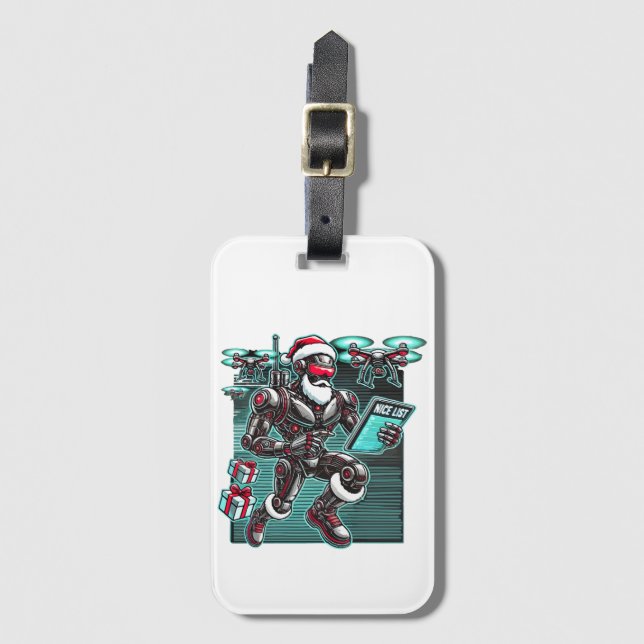 AI Driftsatte Santa Robot med Drones och jul L Bagagebricka (Framsida vertikal)