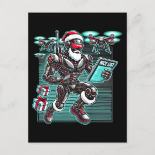 AI Driftsatte Santa Robot med Drones och jul L Vykort