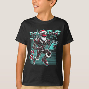 AI-driven jultomte-robot med drönare och julglädje T Shirt