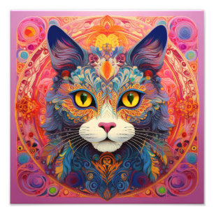 AI Flower Cat Fototryck