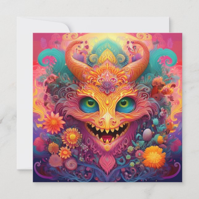 AI Flower monster Julkort (Framsida)