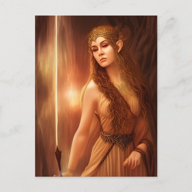 AI Generated Elven Goddess Vykort (Framsida)