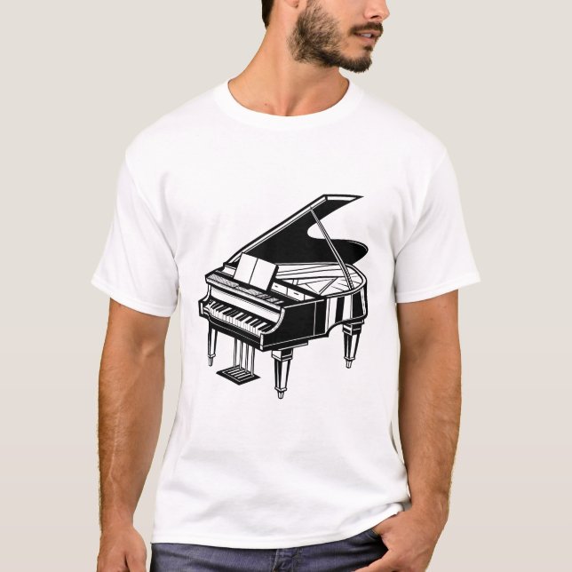 AI Generated Grand Piano T Shirt (Framsida)