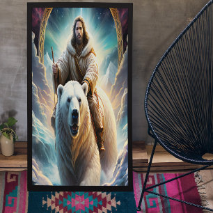 (AI Generated) Jesus på en polar Poster Canvastryck