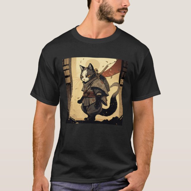 AI Generated Shinobi Cat T Shirt (Framsida)