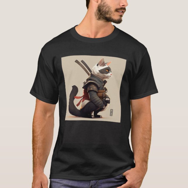 AI Generated Shinobi Cat T Shirt (Framsida)