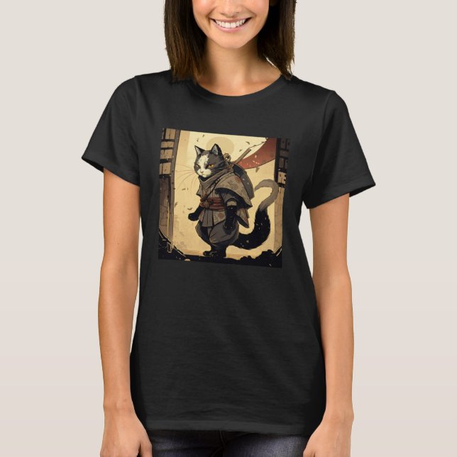 AI Generated Shinobi Cat T Shirt (Framsida)