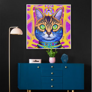 AI-genererad Artsy Mystical Andlig Cat Poster