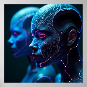 AI-genererad cyberpunk-Poster - Futuristiska och f Poster