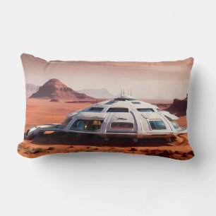AI-genererad Futuristiska Mars Habitat Dome Lumbarkudde