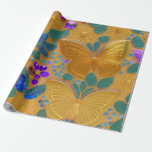 AI Genererad - Golden Butterflies Decorative Art