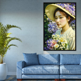 AI-genererad vacker Blommigt KVAN Art Porträtt Poster
