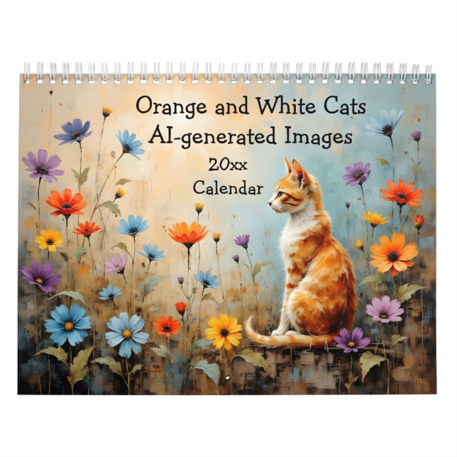 AI-genererade bilder på orange och vita katter Kalender (Omslag)