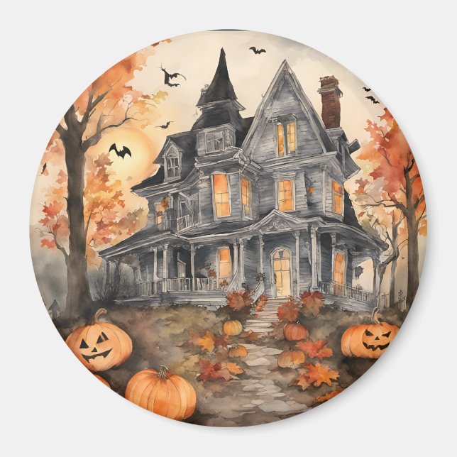 AI genererade taloky Old House Halloween Magnet (Framsidan)