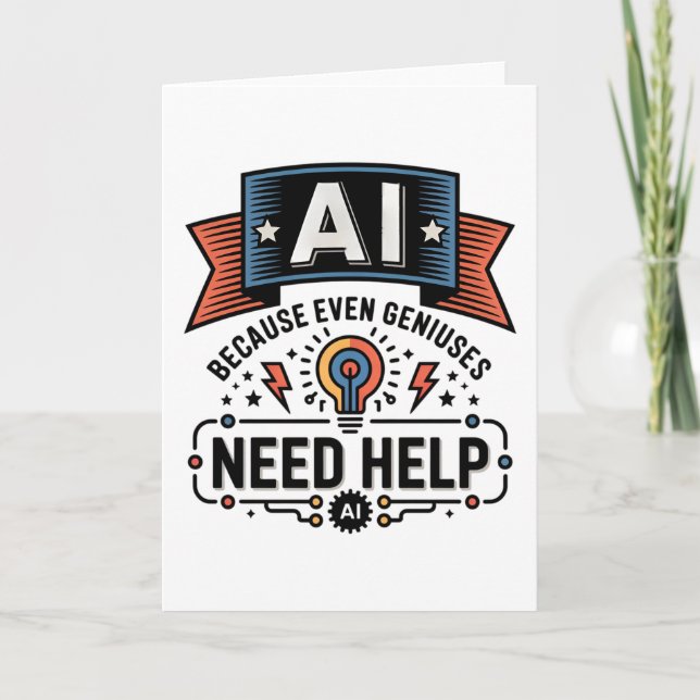 AI Genial Humor Tech Citat Design Kort (Framsida)