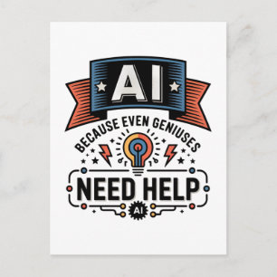 AI Genial Humor Tech Citat Design Vykort