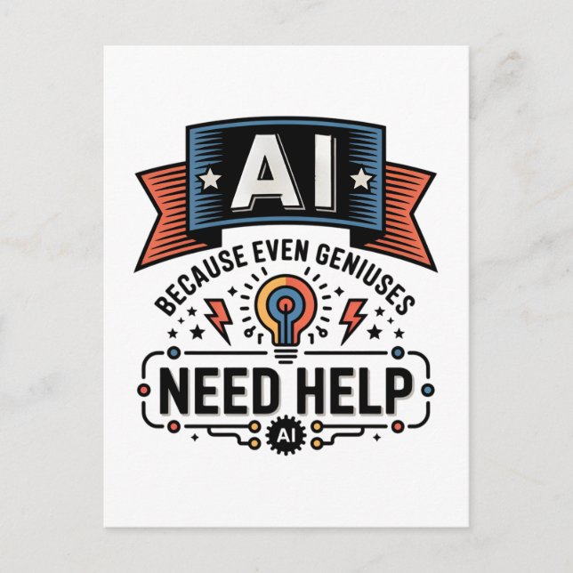 AI Genial Humor Tech Citat Design Vykort (Framsida)