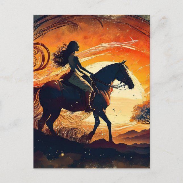 AI Girl and her Horse Vykort (Framsida)